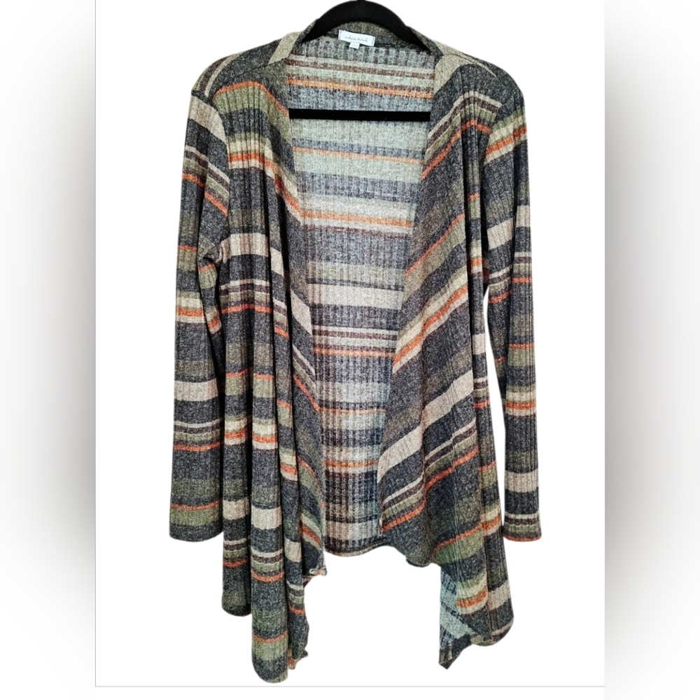 Women's White Birch Rust, Green, Grey, & Black Cardigan~Large